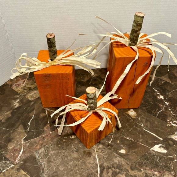 Rustic Farmhouse Wooden Pumpkins Set of 3 - Picture 2 of 7